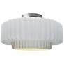 16.5"W Gloss White Sided Frame Nickel Large Tier Pleated LED Semi.Flus
