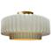 16.5"W Matte White/Gold Frame Brushed Brass Large Tier Pleated Semi.Fl