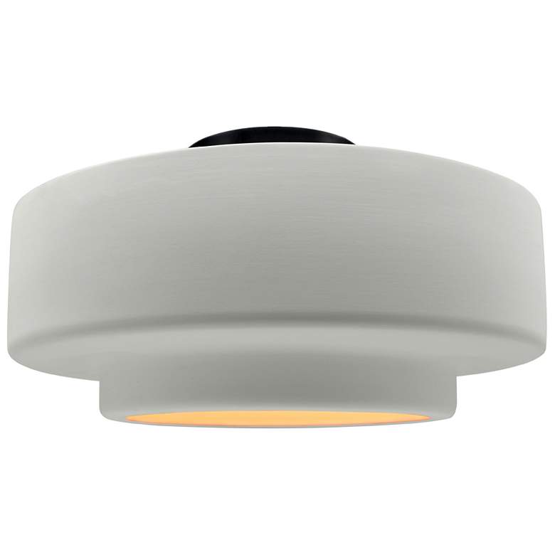 Image 1 16.5"W Matte White/Gold Frame Matte Black Large Tier LED Semi.Flush