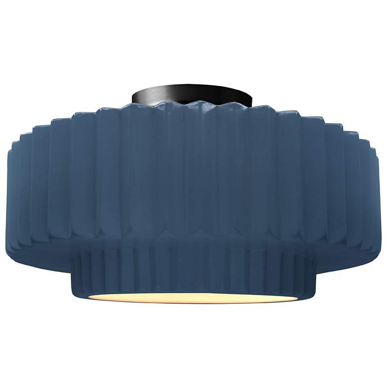 Image 1 16.5"W Midnight/White Frame Matte Black Large Tier Pleated LED Semi.Fl