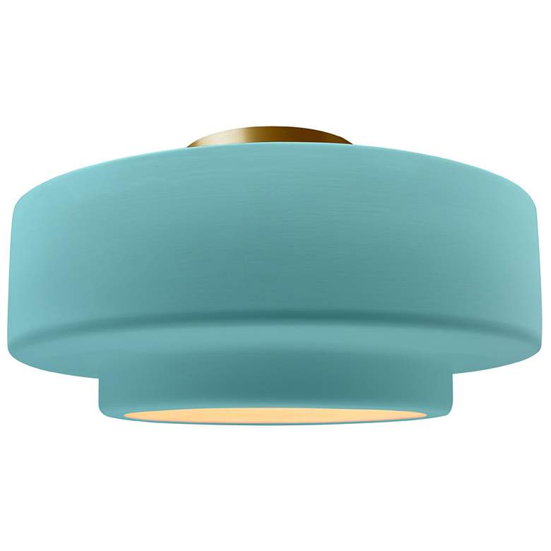 Image 1 16.5"W Reflecting Pool Frame Brushed Brass Large Tier LED Semi.Flush