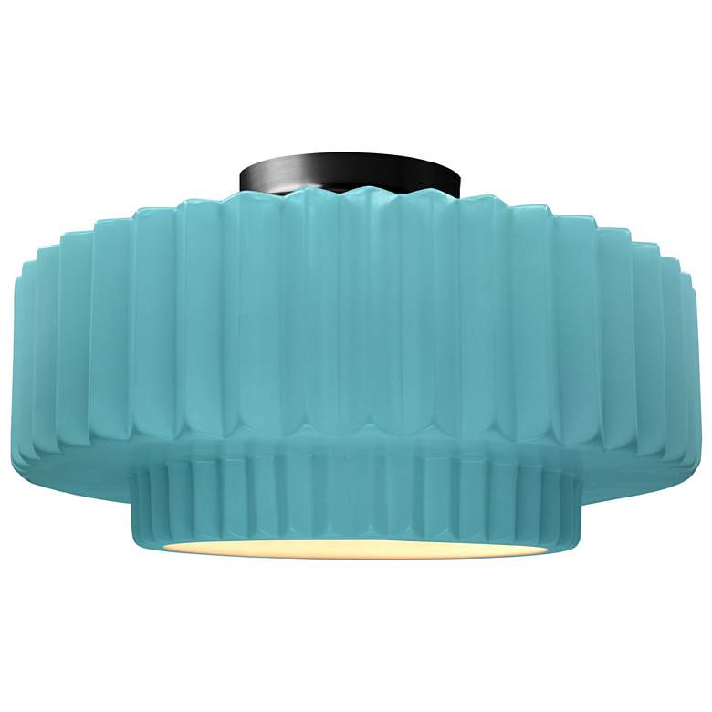 Image 1 16.5"W Reflecting Pool Frame Matte Black Large Tier Pleated LED Semi.F