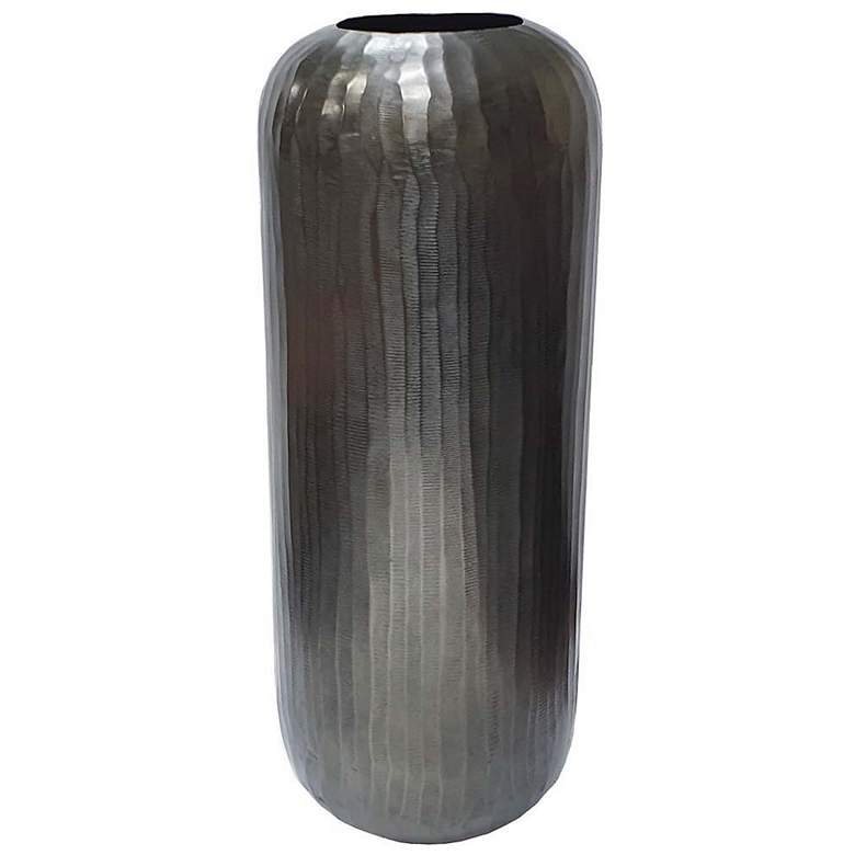 Image 1 16.9" Smoke Layered Chisel Cylindrical Vase