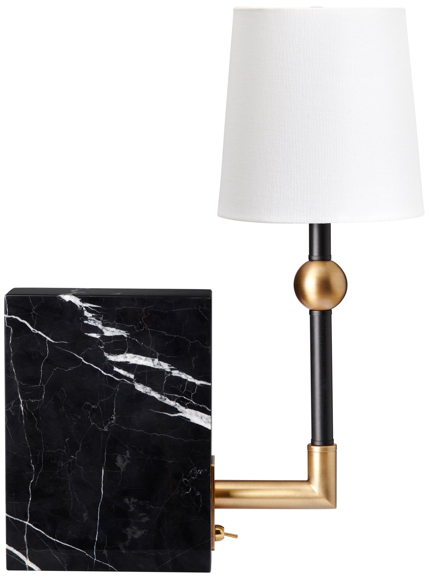 Image 2 16"H Metal and Marble Table Lamp with Wh more views
