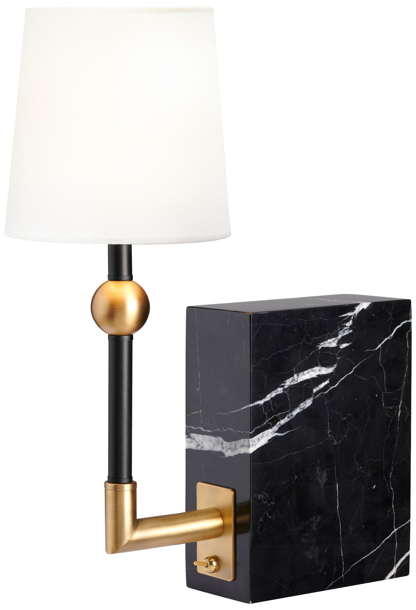 Image 3 16"H Metal and Marble Table Lamp with Wh more views