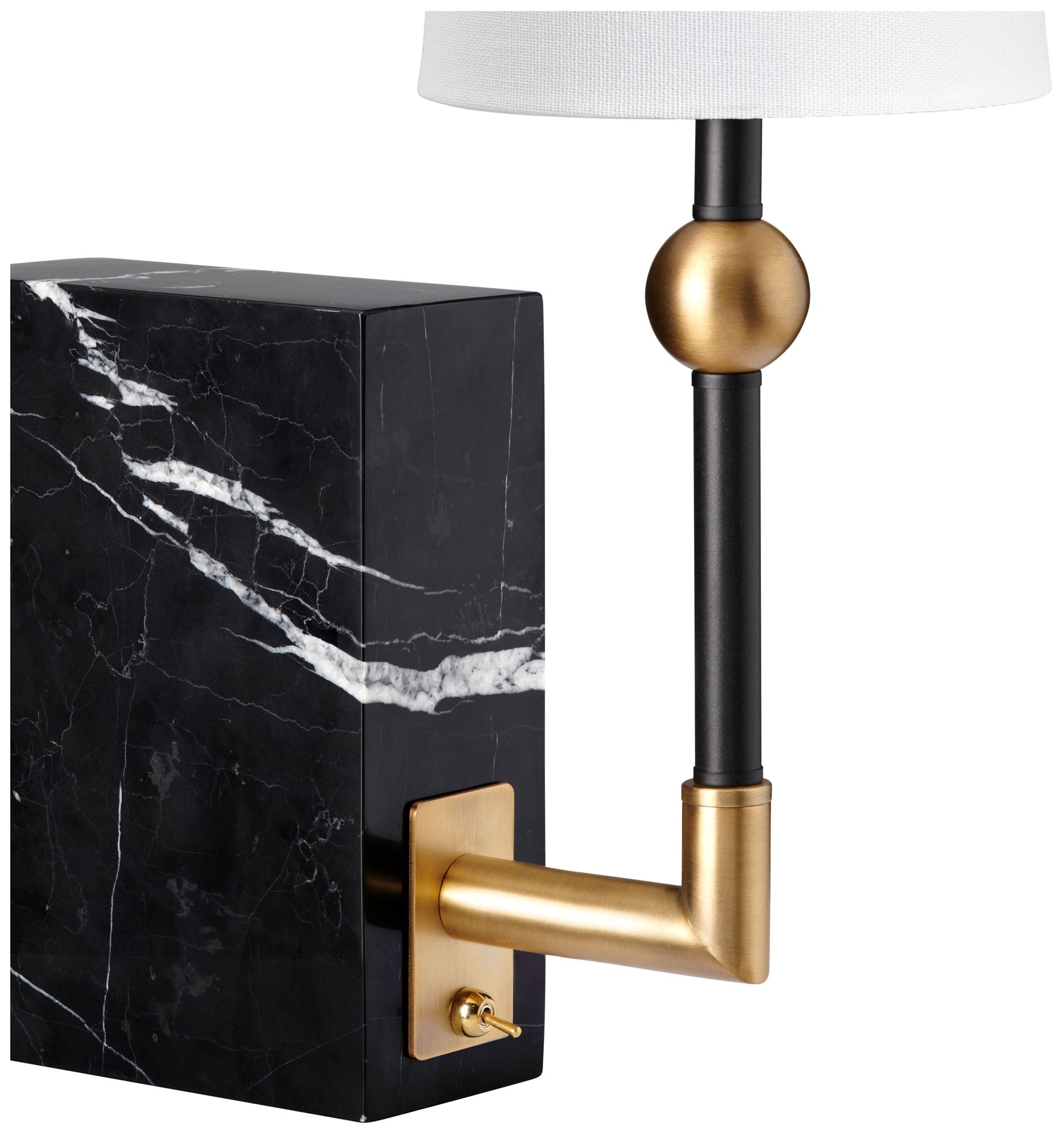 Image 4 16"H Metal and Marble Table Lamp with Wh more views