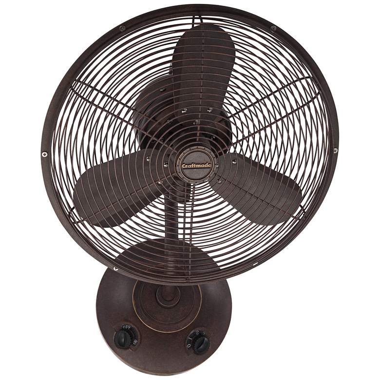 Image 2 16 inch Craftmade Bellows I Aged Bronze Damp Rated Oscillating Wall Fan