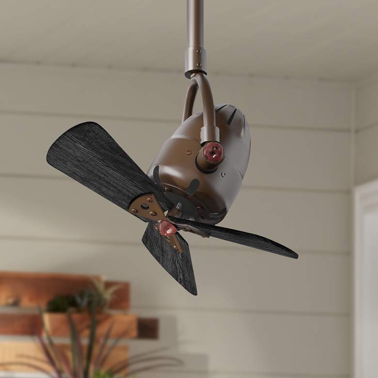 Image 1 16" Diane Bronze and Black Barn Wood Blades Ceiling Fan with Remote