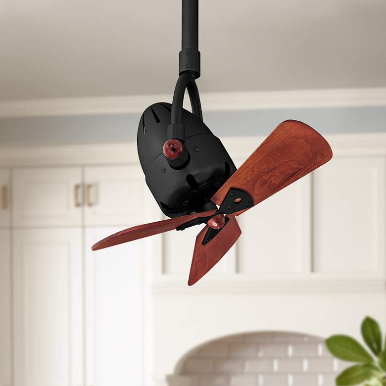 Image 1 16" Diane Matte Black Ceiling Fan with Mahogany Blades