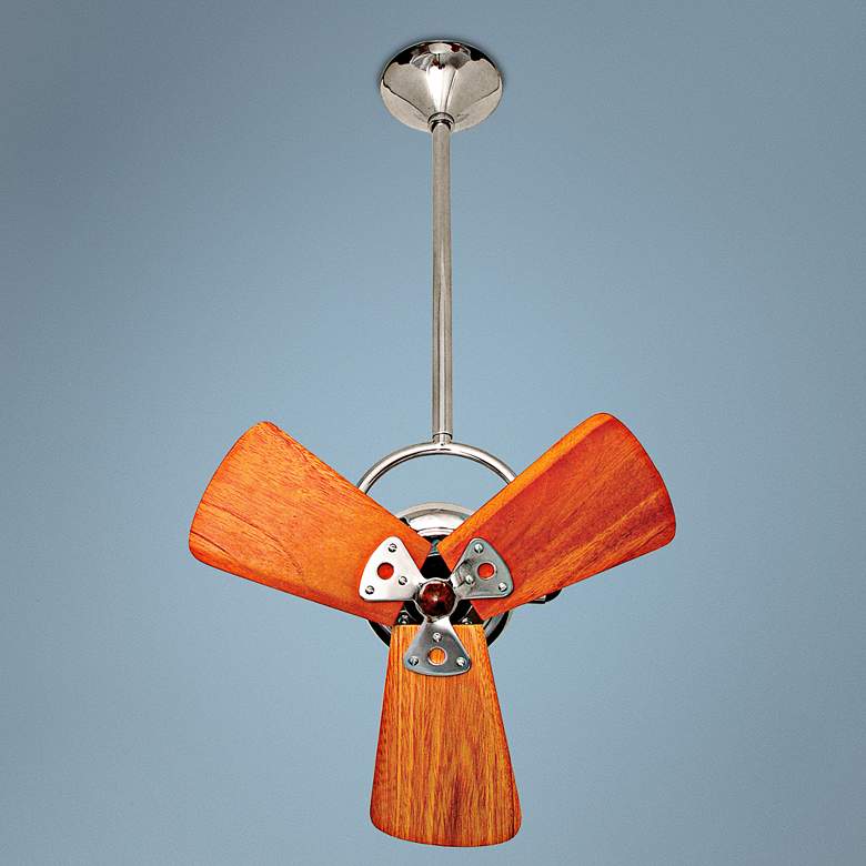 Image 1 16 inch Matthews Bianca Chrome and Wood Directional Fan with Wall Control