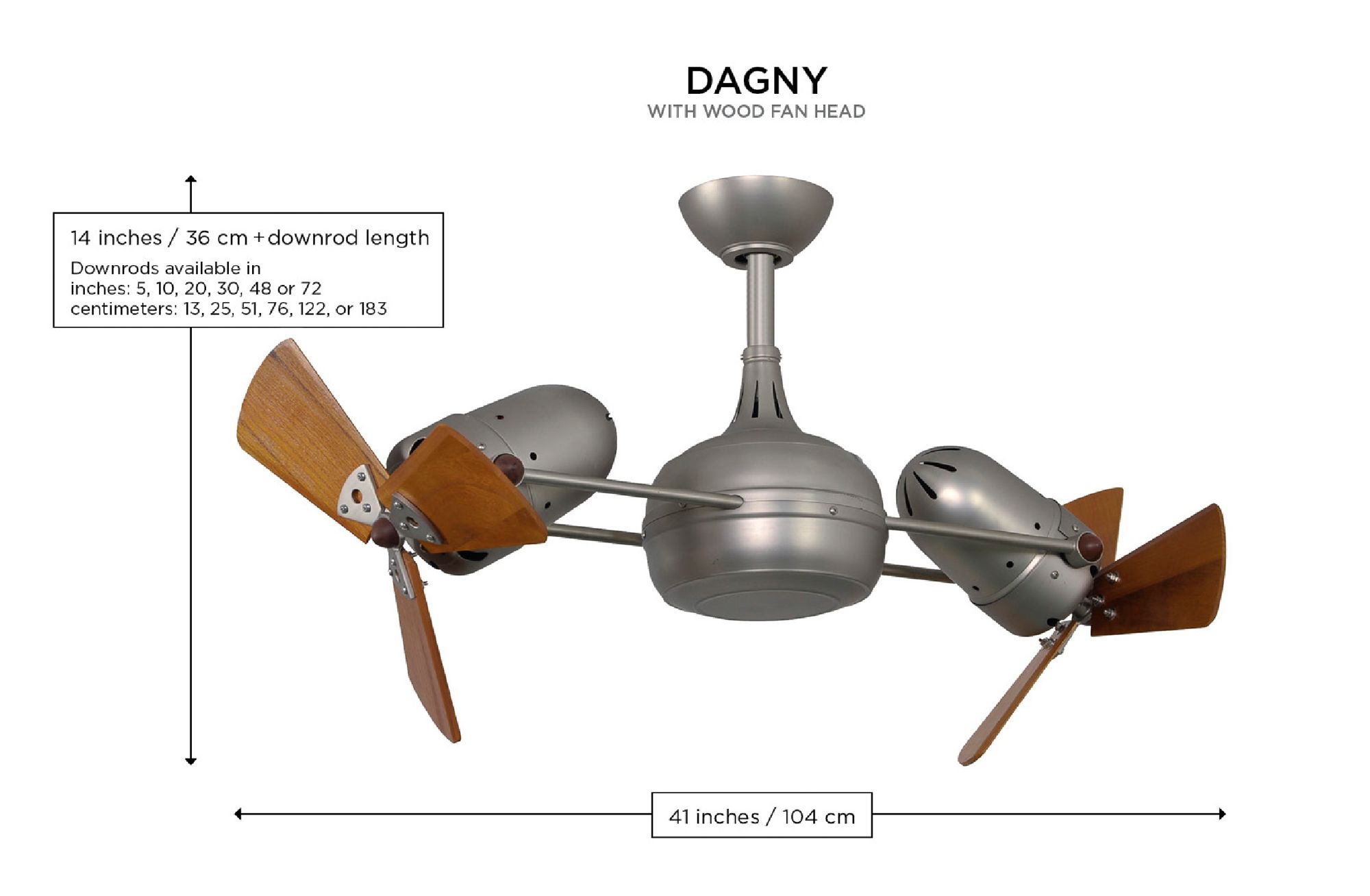 16" Matthews Dagny Bronze Black Double-Headed Ceiling Fan