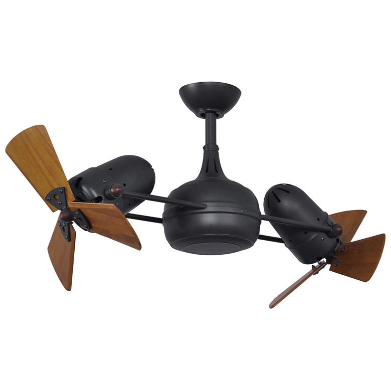 Image 1 16" Matthews Dagny Matte Black Mahogany Wood Ceiling Fan