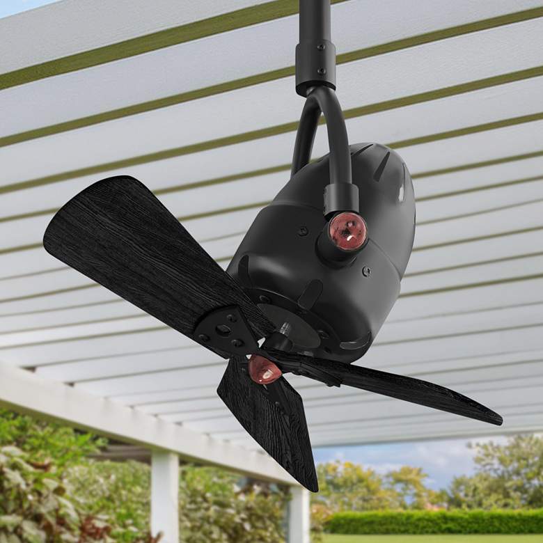 Image 1 16" Matthews Diane Matte Black Ceiling Fan w/ Black Blades