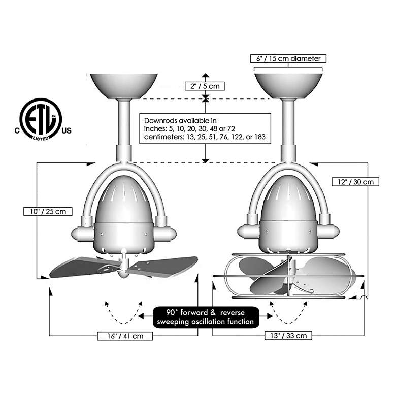 Image 7 16" Matthews Diane Matte Black Ceiling Fan w/ Black Blades more views