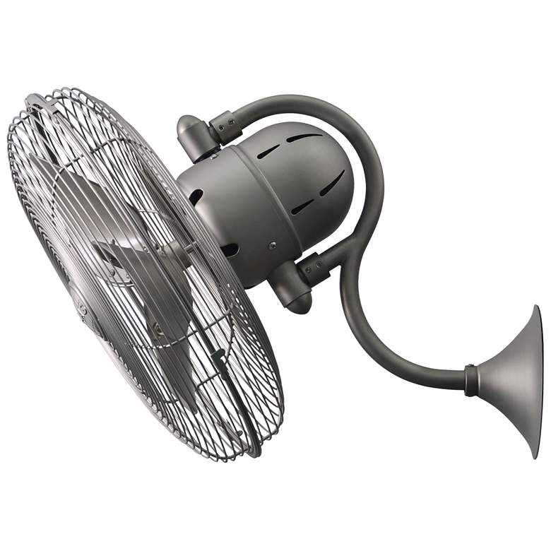 Image 1 16" Matthews Laura Brushed Nickel Oscillating Wall Fan with Remote