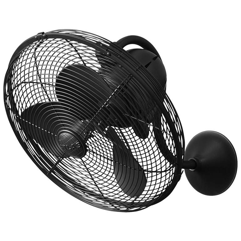 Image 1 16" Matthews Laura Matte Black Cage Wall Fan