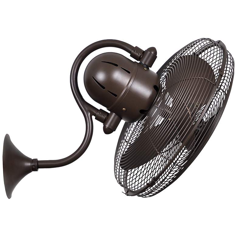 Image 1 16" Matthews Laura Textured Bronze Oscillating Wall Fan with Remote