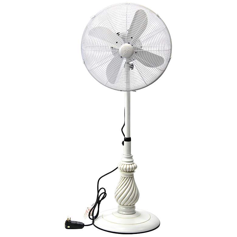Image 1 16 inch Providence Antique White Adjustable Outdoor Floor Fan