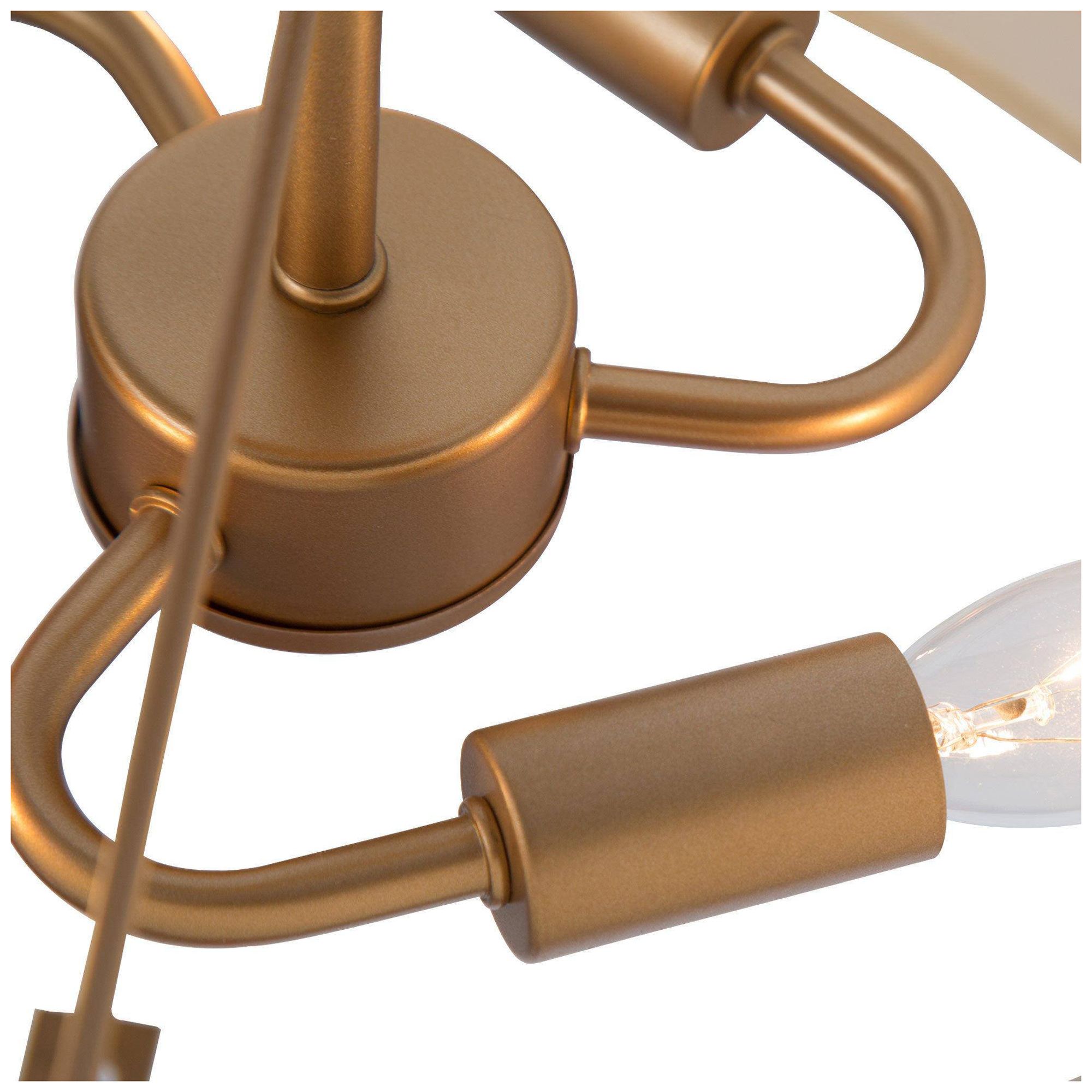 Image 2 16" Wide 3-Light Brass and Fabric Drum Ceiling Light more views