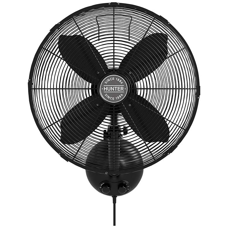 Image 1 16" Wide Hunter Oscillating Matte Black Wall Mounted Fan