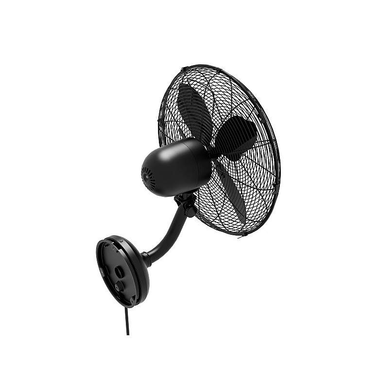Image 4 16" Wide Hunter Oscillating Matte Black Wall Mounted Fan more views