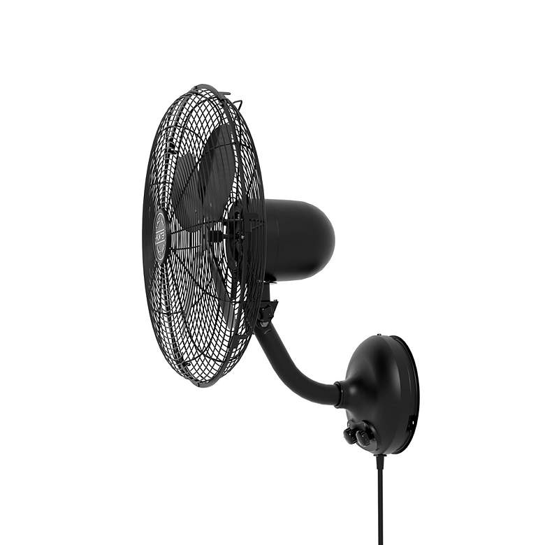 Image 5 16" Wide Hunter Oscillating Matte Black Wall Mounted Fan more views