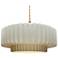 16"W Matte White Frame Brushed Brass Large Tier Pleated Twisted LED Pe