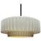 16"W Matte White/Gold Frame Matte Black Large Tier Pleated Stem LED Pe