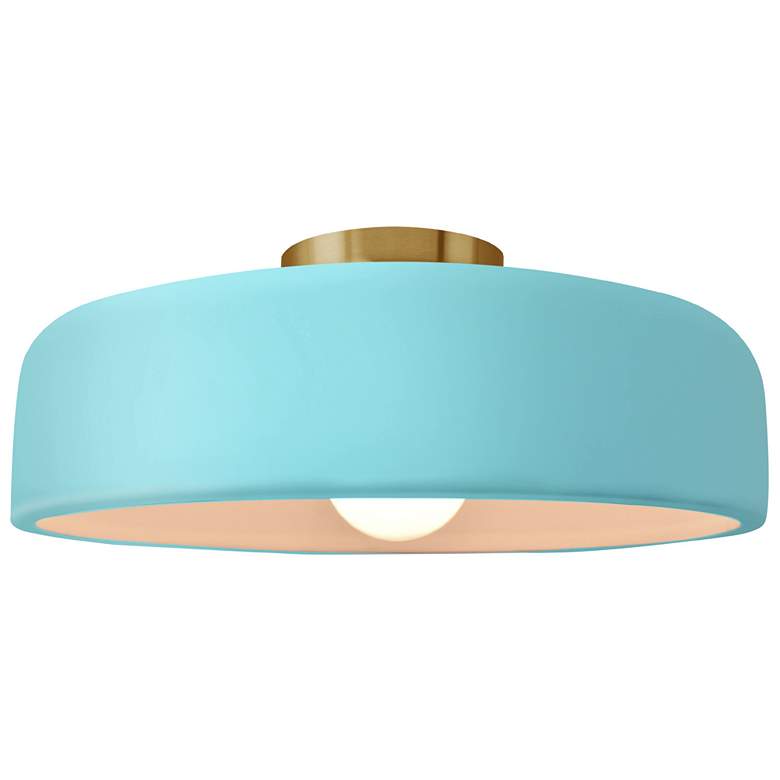 Image 1 16"W Reflecting Pool Frame Brushed Brass Large Spire LED Semi.Flush