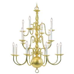 16 Light Polished Brass Chandelier