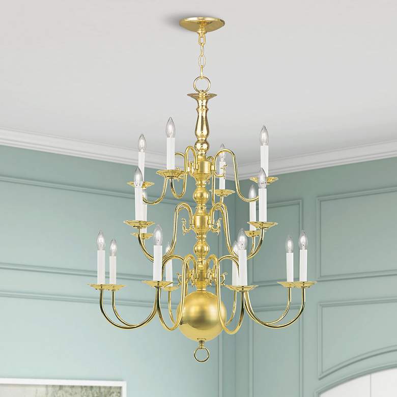 Image 1 16 Light Polished Brass Chandelier