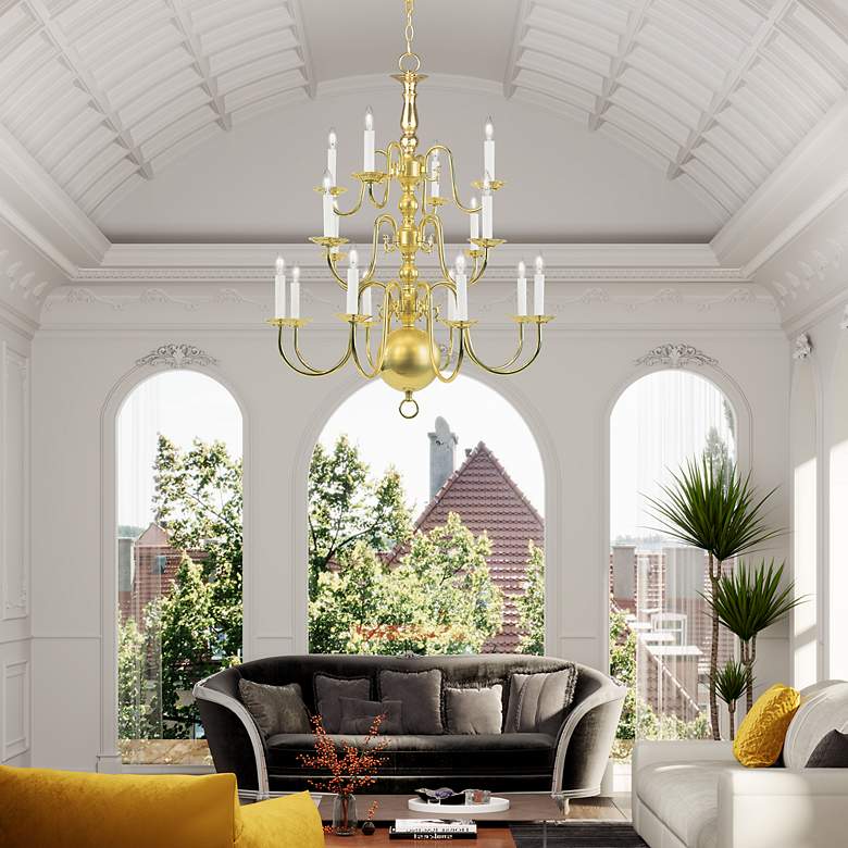 Image 3 16 Light Polished Brass Chandelier more views
