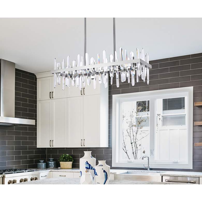 Image 1 Serena 36" Wide Chrome Crystal 20-Light Linear Chandelier in scene