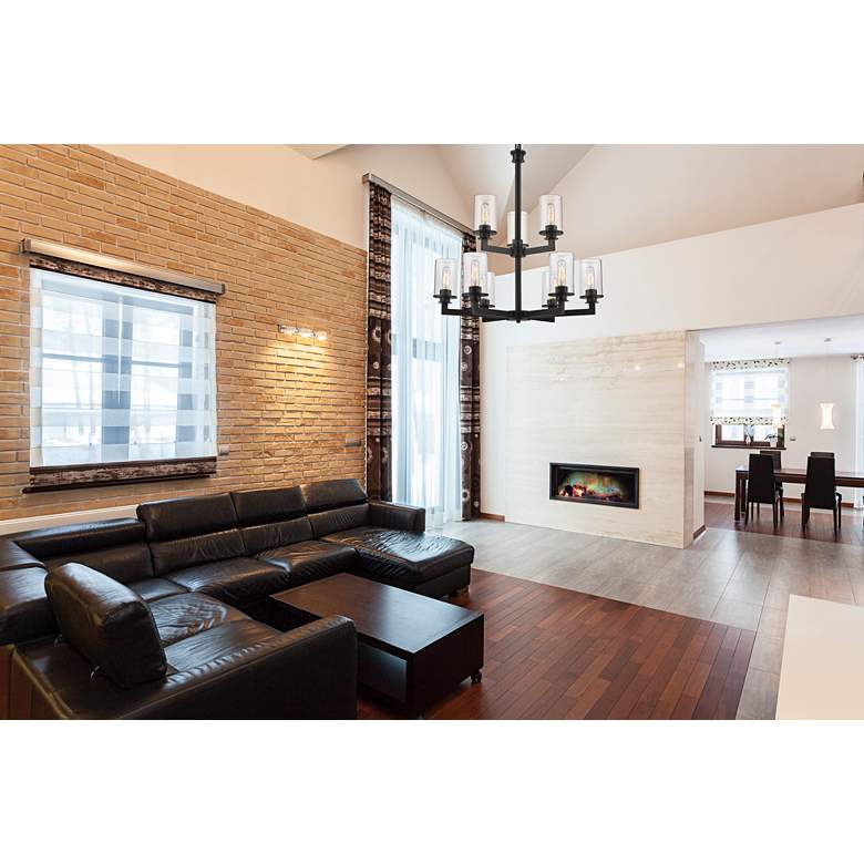 Image 1 Savannah 29" Wide Bronze 9-Light Chandelier in scene