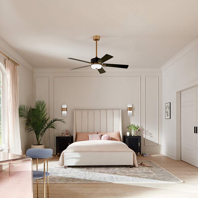 Image 1 56" Kichler Icon Satin Black LED Indoor Ceiling Fan in scene