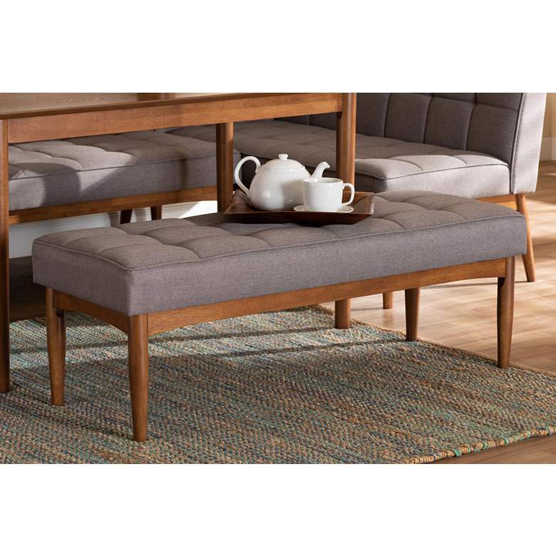 Image 1 Baxton Studio Sanford Gray Fabric Tufted Dining Bench in scene
