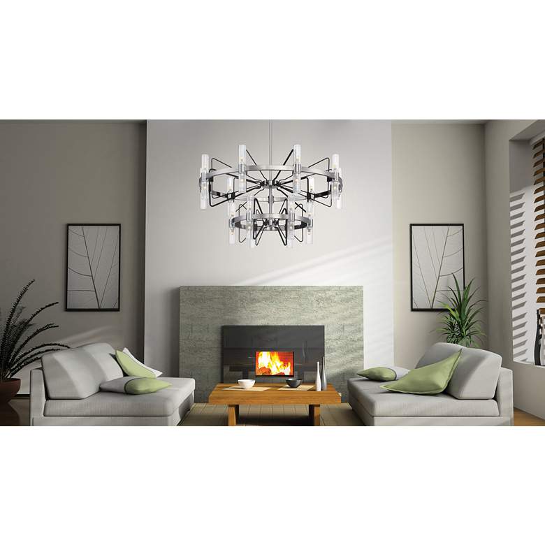 Image 1 Mass Transit 35" Wide Brushed Nickel 30-Light LED Pendant in scene