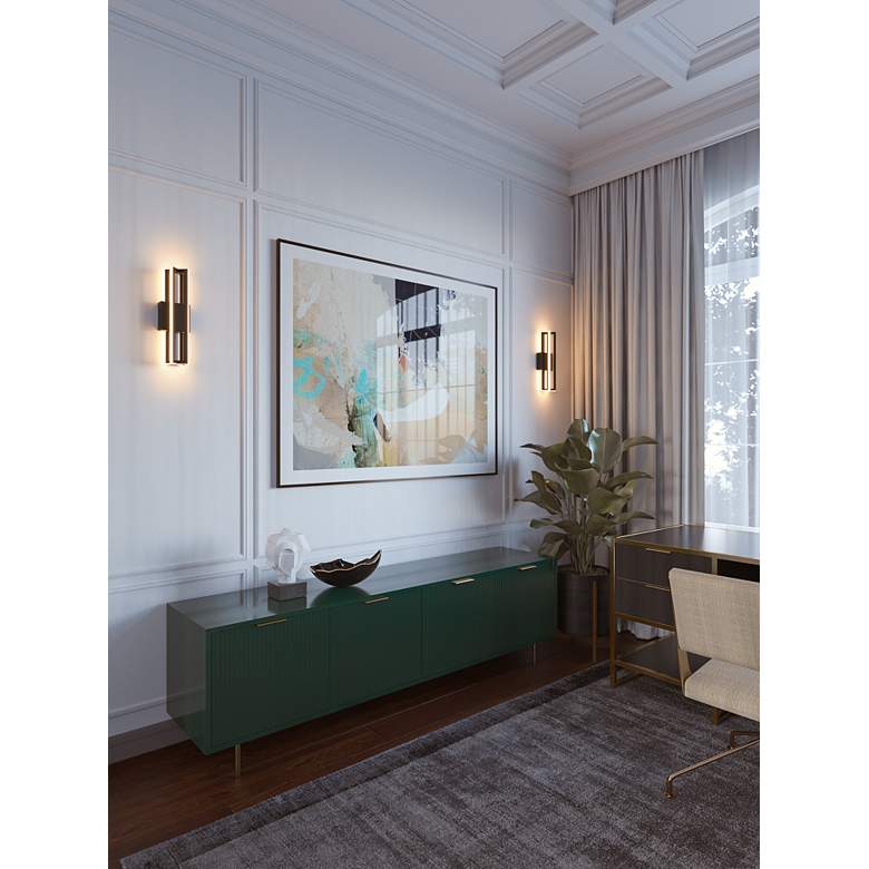 Image 1 Cass 16" High Black Finish LED Modern Geometric Wall Sconce in scene