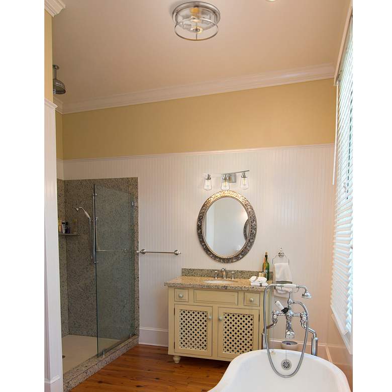 Image 1 Savannah 13 3/4" Wide Brushed Nickel 2-Light Ceiling Light in scene