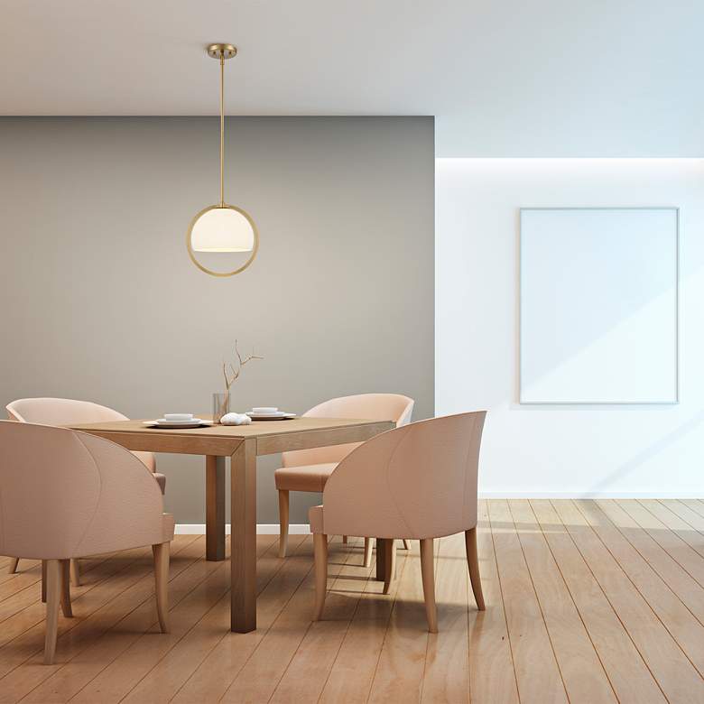 Image 1 Eterna 12" Wide Brushed Gold Mini Pendant in scene