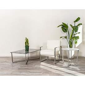 Image1 of Llona 47 1/4" Wide Black Marble Brushed Steel Coffee Table in scene