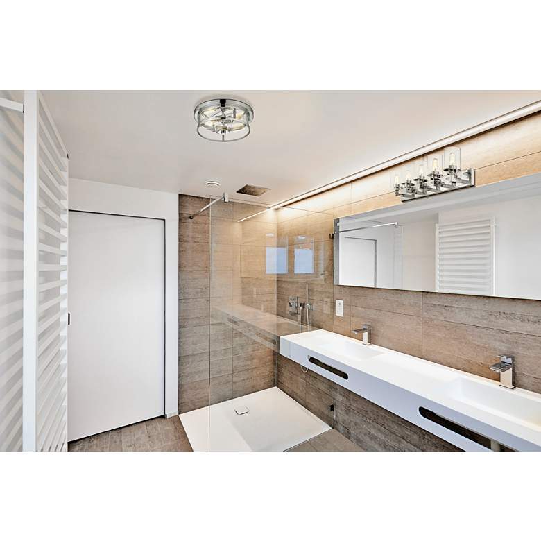 Image 1 Savannah 13 3/4" Wide Chrome 2-Light Ceiling Light in scene