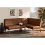 Sanford Tan Faux Leather 2-Piece Dining Nook Banquette Set in scene