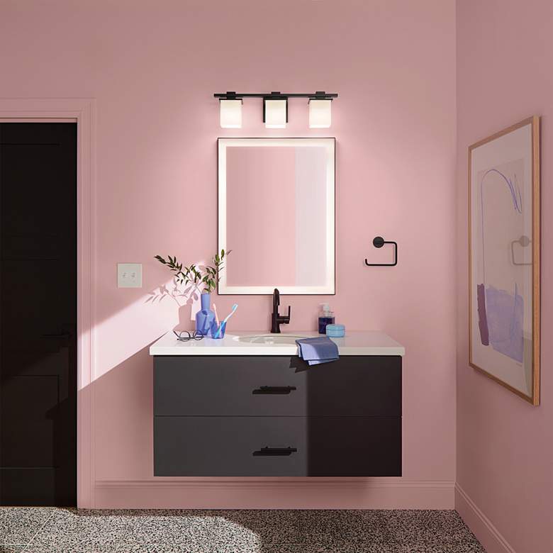 Image 1 Kichler Tully 24" Wide Black 3-Light Bath Light in scene