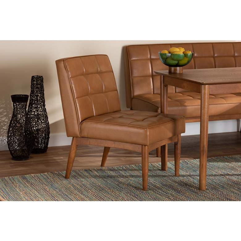Image 1 Baxton Studio Sanford Tan Faux Leather Tufted Dining Chair in scene