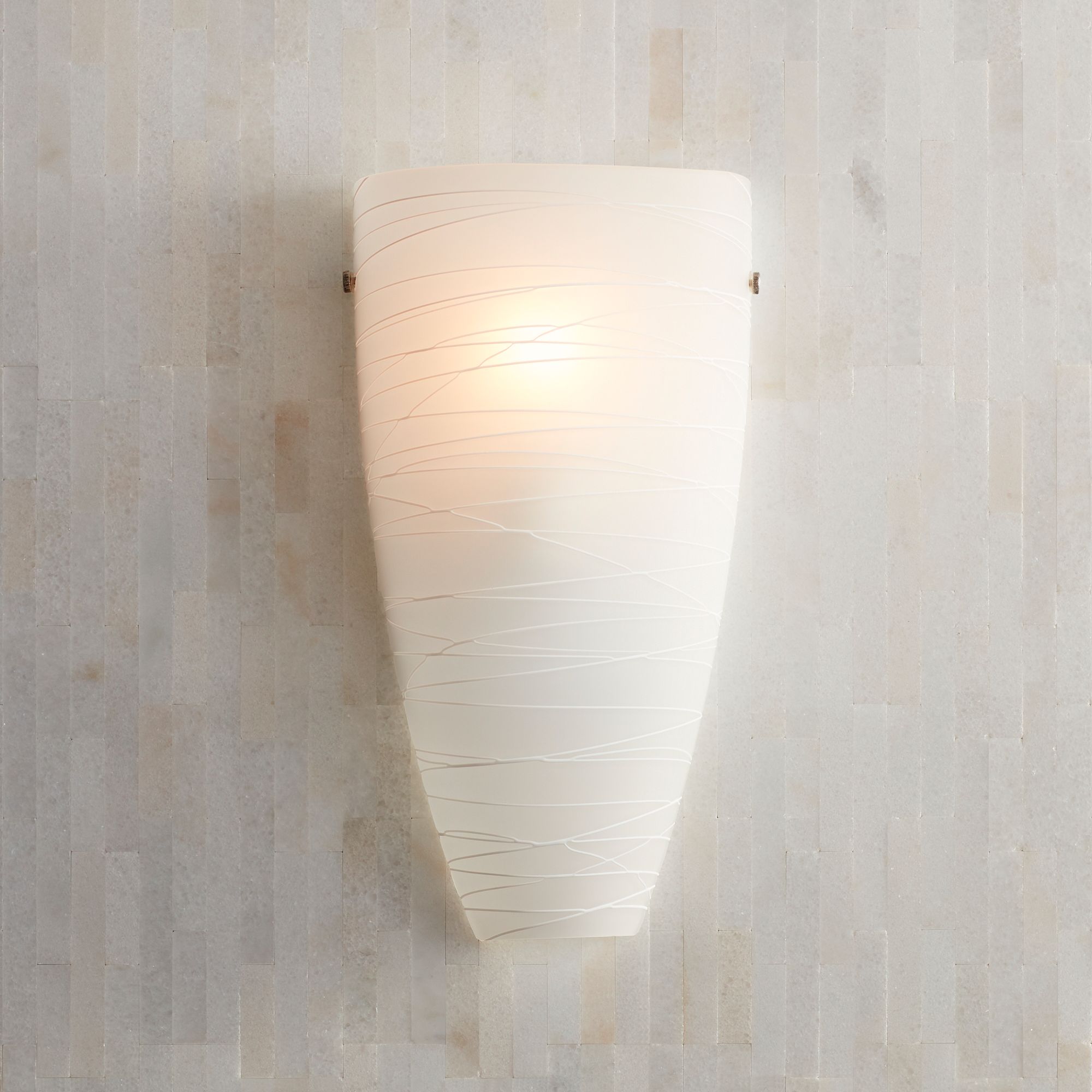 Watch A Video About the Possini Euro Isola White Striped Glass Wall Sconce