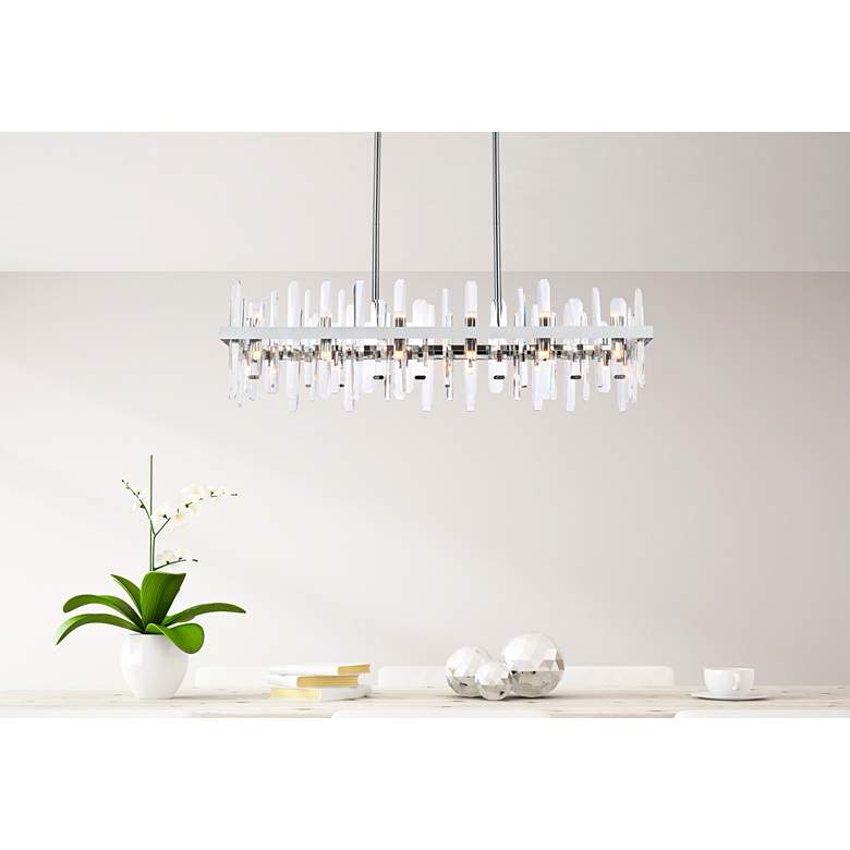 Image 1 Elegant Lighting Serena 42" Chrome and Crystal Linear Chandelier in scene