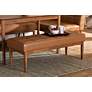 Baxton Studio Sanford Tan Faux Leather Tufted Dining Bench in scene