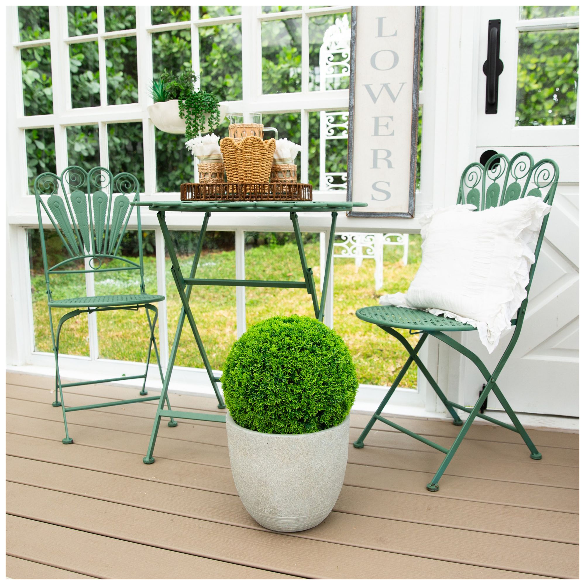 Image 6 16in. UV Resistant Artificial Mediterranean Cypress Topiary Plant more views