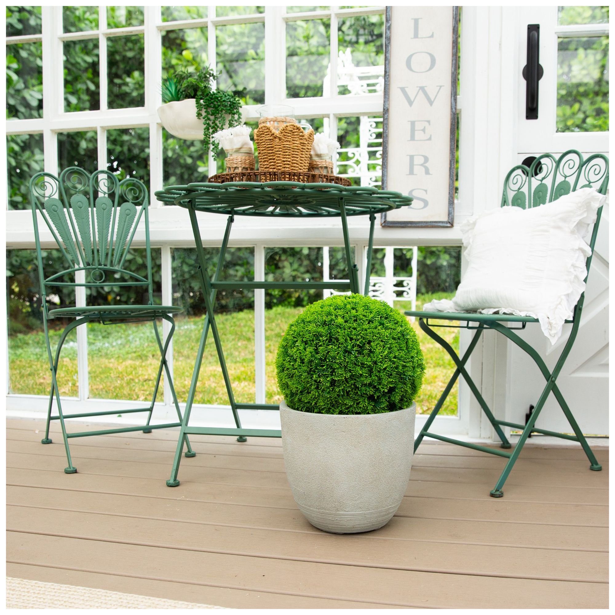 Image 7 16in. UV Resistant Artificial Mediterranean Cypress Topiary Plant more views